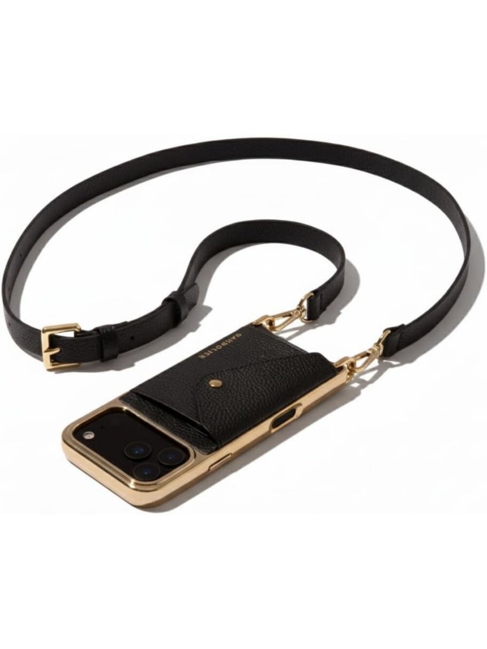 Chic Leather Crossbody Case for iPhone 17 Pro Max - Stylish Black & Chrome